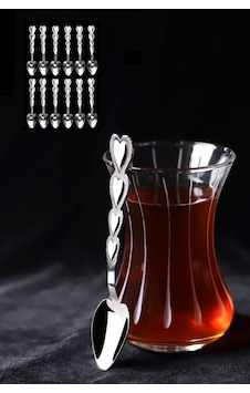 Kalpli Paslanmaz Çelik Çay Kaşığı Seti 6 Adet 6'Lı Paket Gümüş