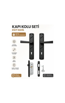 Lüx Prizma Aynalı Kapı Kolu Oda Mat Siyah Ve 40mm Siyah Sessiz Kilit
