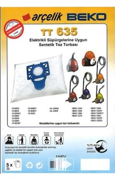 Beko Uyumlu, Bks1325c Süpürge Toz Torbası Tt 635 5 Li Paket Beko Uyumlu, Bks1325c Süpürge Toz Torbası Tt 635 5 Li Paket