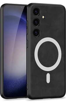 Galaxy Uyumlu  S24 Kılıf M-safe Şarj Özellikli Deri Tasarımlı Zore Kıpta Nubuk Kapak