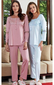 Bone Club 4636 Turkuaz Omuz Dantelli Hamile Lohusa Pijama Takımı Bone Club 4636 Turkuaz Omuz Dantelli Hamile Lohusa Pijama Takımı