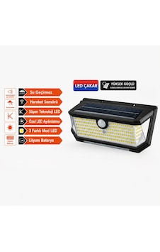 202 Led Güneş Enerjili Hareket Sensörlü Çakar Led Duvar Lambası Pd772 Çok Renkli