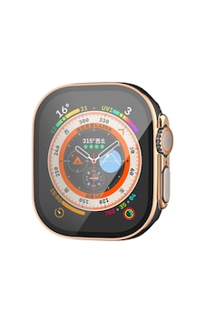 Cosmotex Newface Apple Watch Uyumlu  Ultra 49mm Legend Camlı Kasa Ekran Koruyucu - Siyah-gold