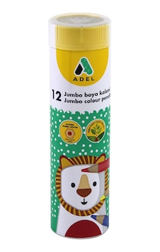 Adel Jumbo Kuru Boya Kalemi 12 Renk Metal Tüp Çocuklar İçin Kolay Kullanım Karışık Adel Jumbo Kuru Boya Kalemi 12 Renk Metal Tüp Çocuklar İçin Kolay Kullanım Karışık