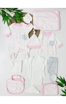 Alpbebe Barbuda Pierre Cardin 10lu Yenidoğan Hastane Çıkışı Set - Pembe Pembe