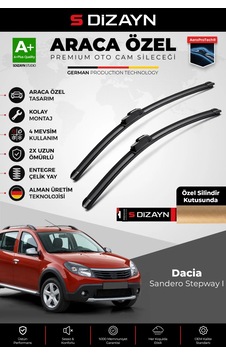 S-dizayn Dacia Sandero Stepway Bs Ön Cam Silecek Seti 2009-2012 Premium Araca Özel 50-50 Cm A+ Kalit