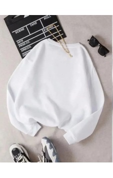Valensdesign Üç İplik Biskilet Yaka Basic Sweatshirt - Beyaz Valensdesign Üç İplik Biskilet Yaka Basic Sweatshirt - Beyaz