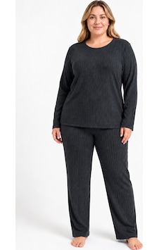 Sleeproom Büyük Beden Antrasit Kaşkorse Pijama Takımı Sleeproom Büyük Beden Antrasit Kaşkorse Pijama Takımı