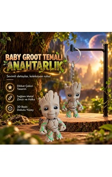 Baby Groot Anahtarlık 3d Figürlü Çanta Ve Anahtar Aksesuarı Gümüş Baby Groot Anahtarlık 3d Figürlü Çanta Ve Anahtar Aksesuarı Gümüş