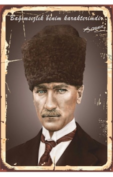 Atatürk bağımsızlık benim karakterimdir retro ahşap poster Atatürk bağımsızlık benim karakterimdir retro ahşap poster