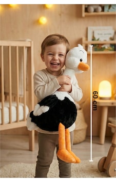 Yumuşacık Sevimli Deve Kuşu Büyük Boy Peluş Oyuncak 60 Cm Siyah