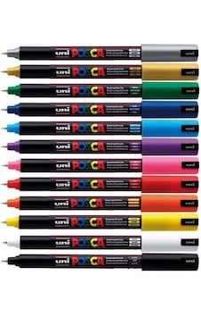 Uni Posca Pc-1Mr 0.7 Su Bazlı Boyama Markörü 12'Li Set Uni Posca Pc-1Mr 0.7 Su Bazlı Boyama Markörü 12'Li Set
