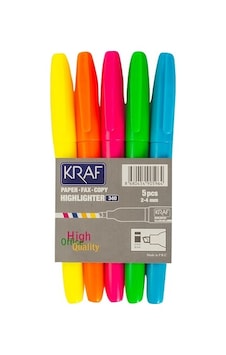 Kraf Kalem Tipi Fosforlu Kalem 340 5'li Çok Renkli Kraf Kalem Tipi Fosforlu Kalem 340 5'li Çok Renkli