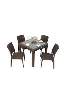 Depootoptan Mandella Elit Rattan 90 x 90 CM Elit Sandalye Camlı Masa Takımı Kahver Kahverengi Depootoptan Mandella Elit Rattan 90 x 90 CM Elit Sandalye Camlı Masa Takımı Kahver Kahverengi