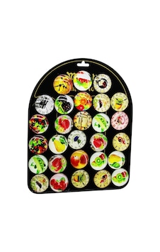 Magnetic Memo Holder Baysa-1579 Magnet Yuvarlak Cam 4cm Resimli Metal Standlı Mıknatıslı Dolap Süsü - 28'li Paket Diğer