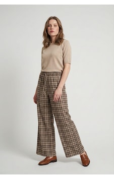 Madmext Kahverengi Lastikli Bel Geniş Paça Ekose Pantolon Mg2658 Kahverengi Madmext Kahverengi Lastikli Bel Geniş Paça Ekose Pantolon Mg2658 Kahverengi