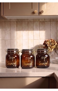 3'lü 1000 Ml Amber Cam Kavanoz Kilitli Kapaklı Contalı Saklama Kavanozu Seti Paslanmaz Çelik Mandallı Kapak Kalın Cam Hava Geçirmez Erzak Kahve Baharat Bakliyat Saklama Kabı Kahverengi Kahverengi