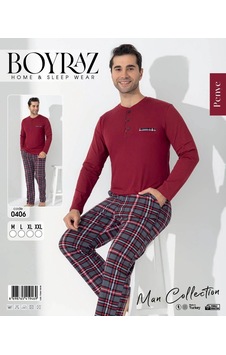 Boyraz 0406 Erkek Uzun Kol Pijama Takımı Kırmızı Boyraz 0406 Erkek Uzun Kol Pijama Takımı Kırmızı