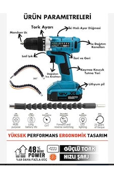 ASRR092 12V 1.5AH Çelik Şanzıman Bakır Sargılı Şarjlı Matkap Vidalama Çift Akülü 30 Parça ASRR092 12V 1.5AH Çelik Şanzıman Bakır Sargılı Şarjlı Matkap Vidalama Çift Akülü 30 Parça