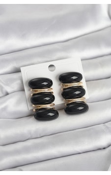 Siyah Vintage Model Gold Renk Kadın Küpe Tj-bkp11675 Tdrtr