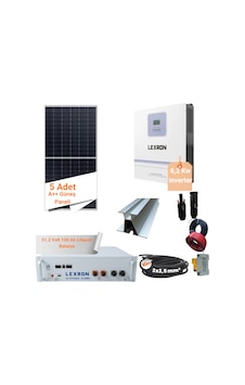 6,2 Kw Lityum Akülü Güneş Enerjili Bağ Evi Hobi Bahçesi Paketi - Tam Set Montaja Hazır