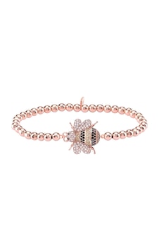 Zirkon Taşlı Pırlanta Montür Rose Altın Kaplama Toplu Arı Desenli Strech Gümüş Bileklik Gümüş - Rose Gold Zirkon Taşlı Pırlanta Montür Rose Altın Kaplama Toplu Arı Desenli Strech Gümüş Bileklik Gümüş - Rose Gold