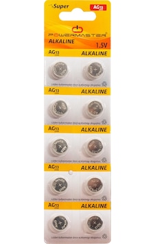 Powermaster AG13 LR44 Kartela Alkaline Düğme Pil 10'lu Powermaster AG13 LR44 Kartela Alkaline Düğme Pil 10'lu