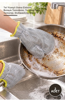 2 Adet Telli Bulaşık Eldiveni Tel Yüzeyli Ovma Eldiveni, Bulaşık Temizleme, Tencere-tava Temizliği, Dishwashing Glove 2 Adet Telli Bulaşık Eldiveni Tel Yüzeyli Ovma Eldiveni, Bulaşık Temizleme, Tencere-tava Temizliği, Dishwashing Glove