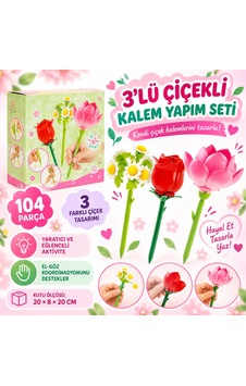 3 Lü Çiçekli Kalem Yapım Seti 104 Parça