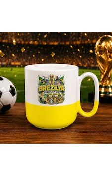 Bk Gift Brezilya Taraftar Temalı Dünya Futbol Kupası Tasarımlı Sarı Joyful Kupa Bardak Beyaz Bk Gift Brezilya Taraftar Temalı Dünya Futbol Kupası Tasarımlı Sarı Joyful Kupa Bardak Beyaz