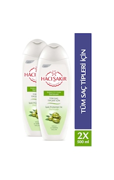 Hacı Şakir Tüm Saç Tipleri İçin Zeytinyağlı Besleyici 2'si 1 Arada Şampuan 2 x 500 ML