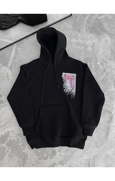 Gizers Giyim Uzun Kol Kapşonlu Ön Ve Arka Baskılı Sweatshirt - Siyah Gizers Giyim Uzun Kol Kapşonlu Ön Ve Arka Baskılı Sweatshirt - Siyah