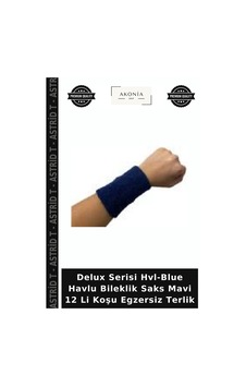 Delux Serisi Hvl-blue Havlu Bileklik Saks Mavi 12 Li Koşu Egzersiz Terlik Delux Serisi Hvl-blue Havlu Bileklik Saks Mavi 12 Li Koşu Egzersiz Terlik