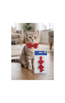 Ekose Detaylı Kırmızı Kedi Papyonu Çınçınlı Standart Beden Ekose Detaylı Kırmızı Kedi Papyonu Çınçınlı Standart Beden