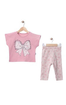 Bellamio Kids Fiyonk Desenli Pembe Kız Çocuk Taytlı Takım Bellamio Kids Fiyonk Desenli Pembe Kız Çocuk Taytlı Takım