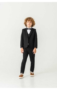 Bys Beystil Sivri Yaka Siyah Çocuk Takım Elbise Set -slim Fit Bys Beystil Sivri Yaka Siyah Çocuk Takım Elbise Set -slim Fit