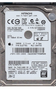 Hitachi HTS547550A9E384 500 GB 5400 RPM 2.5" 655-1683C SATA HDD Hitachi HTS547550A9E384 500 GB 5400 RPM 2.5" 655-1683C SATA HDD