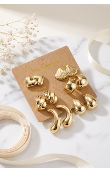 Metalik Kaplama Gold Renk Ccb 6 Çift Kadın Küpe Seti Altın - Çok Renkli Metalik Kaplama Gold Renk Ccb 6 Çift Kadın Küpe Seti Altın - Çok Renkli
