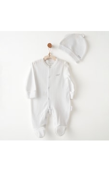 Andywawa Hello Elephant Bebek Şapka Tulum Takım Ac26592 Beyaz Andywawa Hello Elephant Bebek Şapka Tulum Takım Ac26592 Beyaz