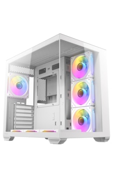 Antec Cx Mirror Mid Tower Oyuncu Kasası - 270 Panoramik Temperli Cam - 7x120mm Argb Fan - Atx / Micro-atx / Itx - Usb Type-c - Rtx 50 Serisi Uyumlu - Çift Bölmeli Tasarım Beyaz