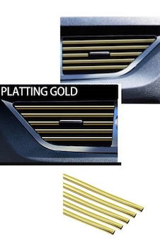Araç Içi Klima Izgara Hava Çıkış Dekoratif Şeritler Klima Şerit Krom Altın Gold 10 Adet
