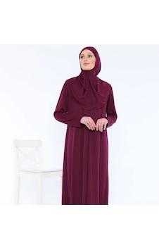 Aslınur Tek Parça Fermuarlı Namaz Elbisesi Mürdüm