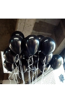 50 Adet Siyah Balon Baskısız Dekorasyon 12Inç