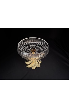 Aless Glass Luna Tüy Ayak Altın El Yapımı Cam Kase Sunumluk Aless Glass Luna Tüy Ayak Altın El Yapımı Cam Kase Sunumluk