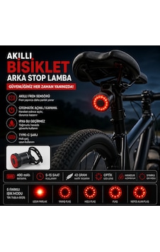 Triline Akıllı Bisiklet Kuyruk Lambası Fren Sensörlü Type-c Şarjlı Ipx6 Su Geçirmez Led Arka Stop Işığı Siyah Triline Akıllı Bisiklet Kuyruk Lambası Fren Sensörlü Type-c Şarjlı Ipx6 Su Geçirmez Led Arka Stop Işığı Siyah