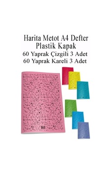 Defter Plastik Kapak A4 60 Yaprak Çizgili 3 Adet Ve 60 Yaprak Kareli 3 Adet Harita Metod Defter Defter Plastik Kapak A4 60 Yaprak Çizgili 3 Adet Ve 60 Yaprak Kareli 3 Adet Harita Metod Defter