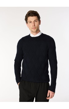 Alpha Studio Lacivert Erkek %100 Yün Slim Fit Kazak Au-7050c Crew Neck Alpha Studio Lacivert Erkek %100 Yün Slim Fit Kazak Au-7050c Crew Neck