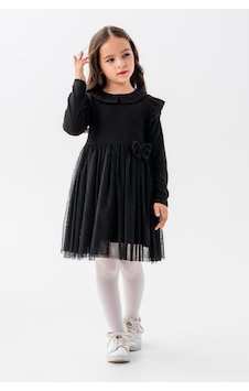 Miniğimin Cicileri Bebe Yaka Müslin Elbise Kız Çocuk - Siyah Siyah Miniğimin Cicileri Bebe Yaka Müslin Elbise Kız Çocuk - Siyah Siyah