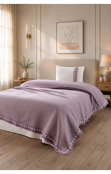 Tek Kişilik Kopanaki Dantelli & Püsküllü Pike Takımı 3 Parça - %100 Pamuk - 160x230 Cm - Mürdüm Tek Kişilik Kopanaki Dantelli & Püsküllü Pike Takımı 3 Parça - %100 Pamuk - 160x230 Cm - Mürdüm