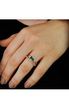 Cerenos Baget Green Topaz Sırataş Alyans - Ak1166 Cerenos Baget Green Topaz Sırataş Alyans - Ak1166